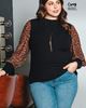 Immagine di CURVY GIRL RIBBED TOP WITH LEOPARD SLEEVE
